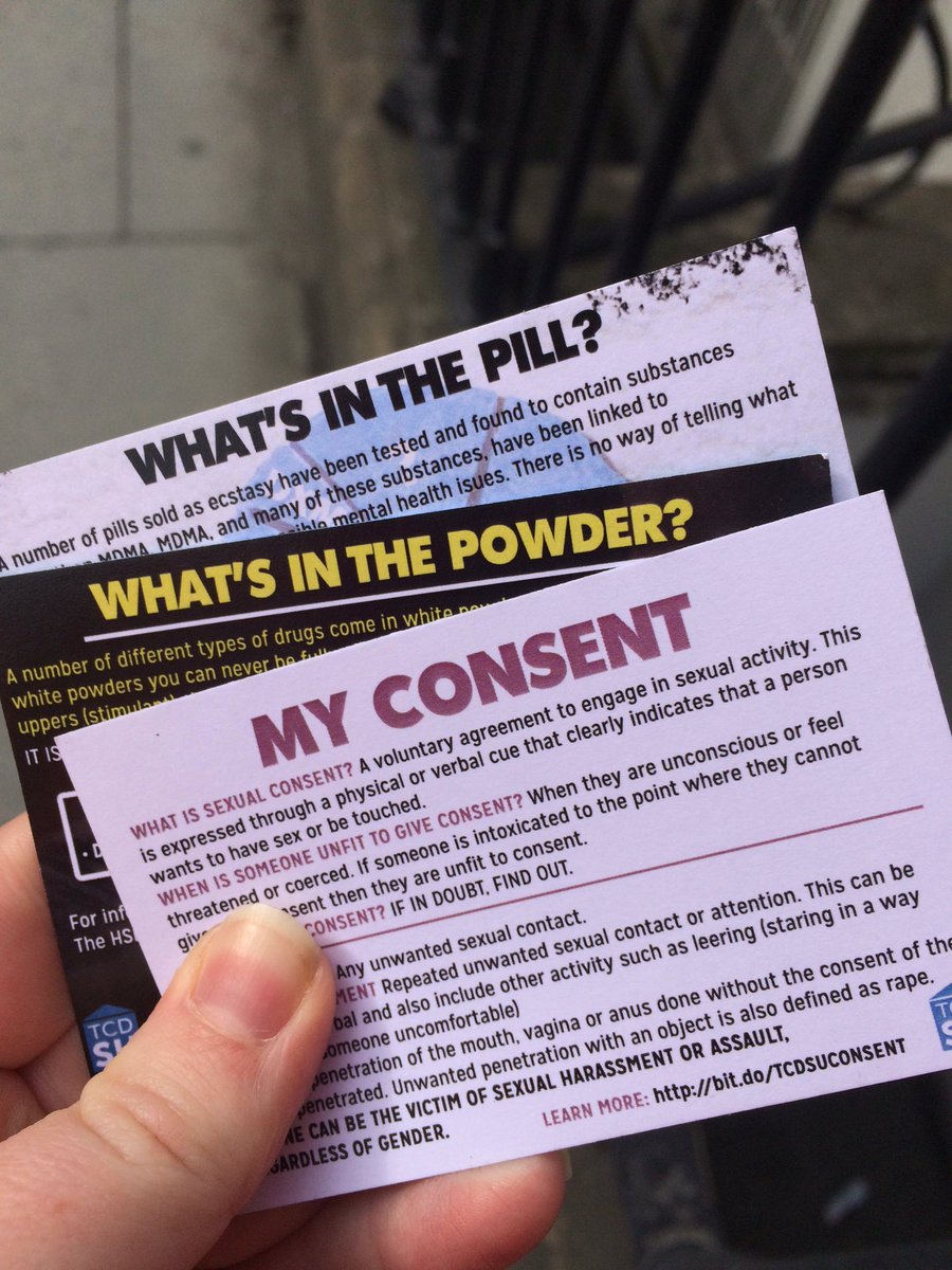 Picking up your Ball ticket? Grab these on your way out! #WhatsInThePill #WhatsInThePowder #AskConsent #TrinityBall