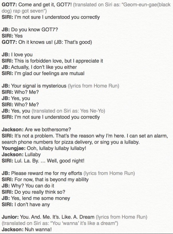 Got7 Philippines Eng Trans Got7 Vs Siri Credits To The Owner T Co Xryj2mwodm