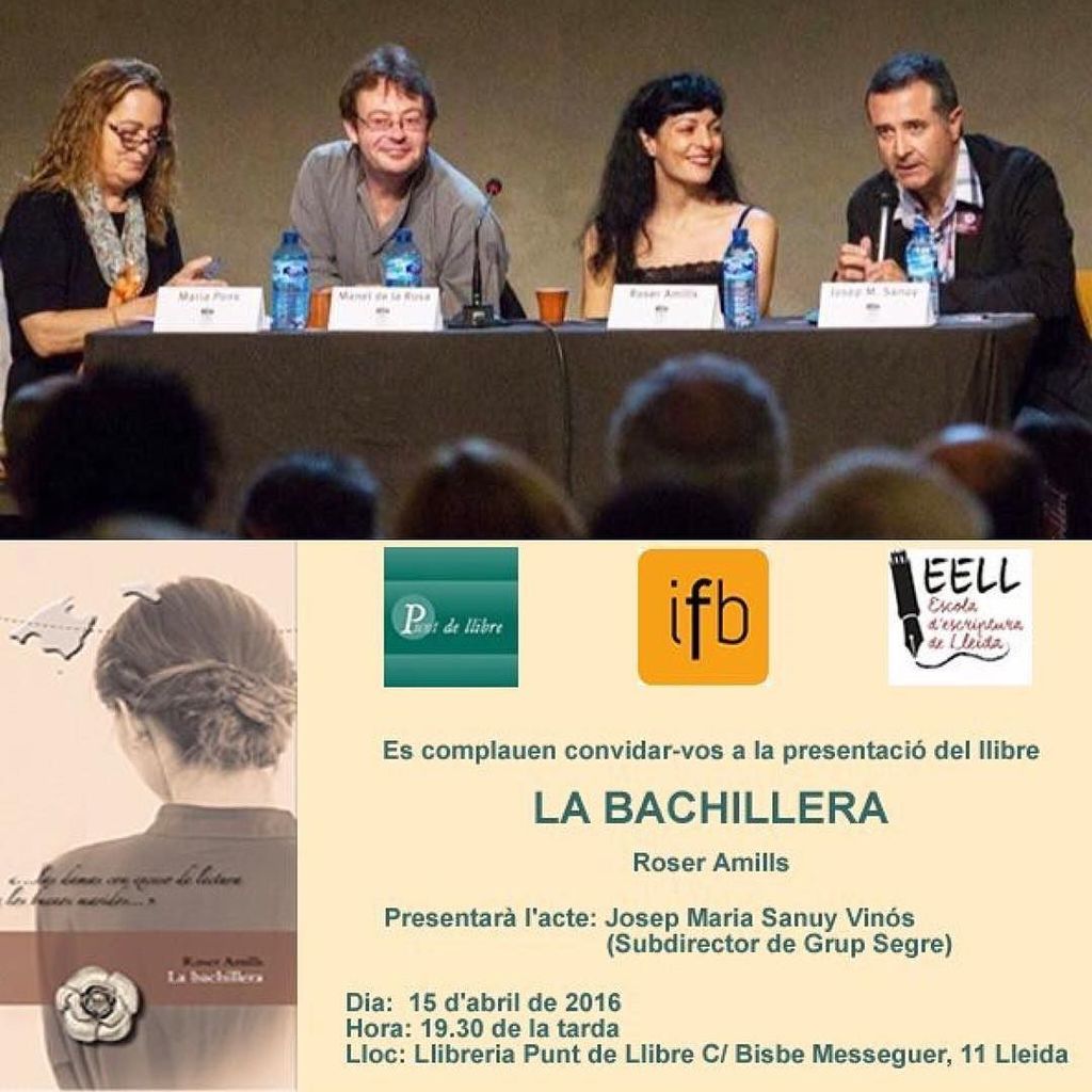 Aquesta tarda a #Lleida torno a coincidir amb Josep M Sanuy, presentarem #labachillera a @puntllibre Veniu!!