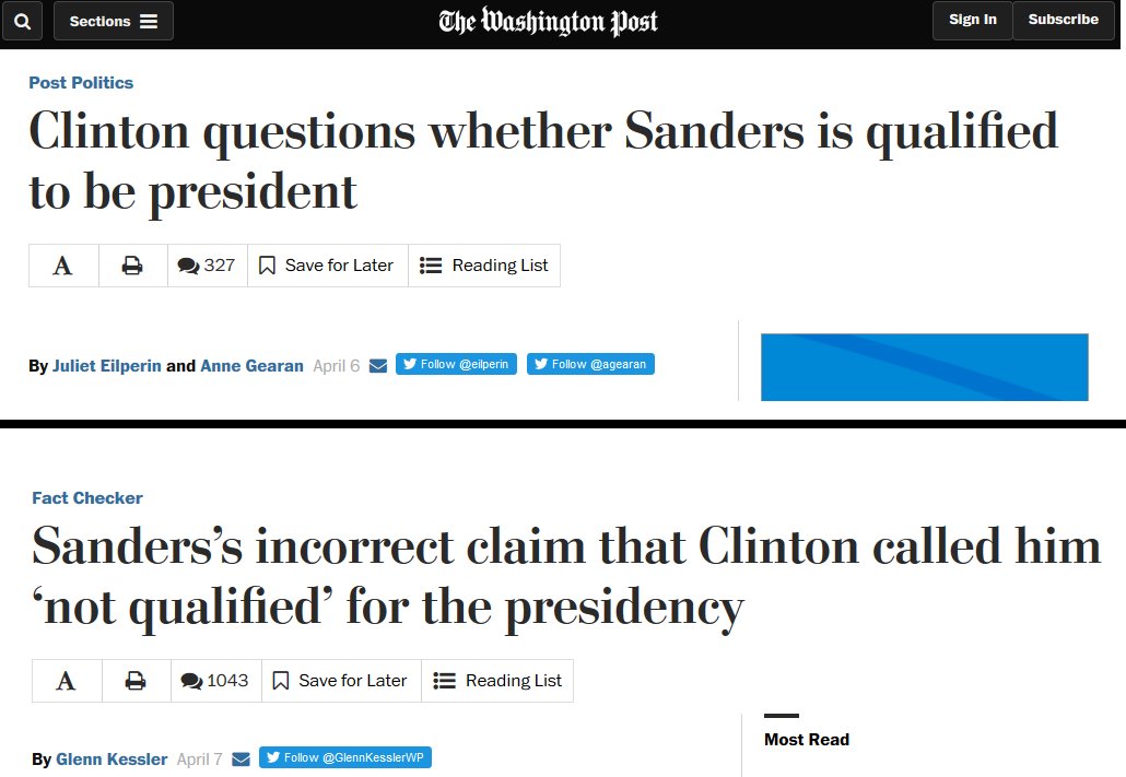 DINOin280's tweet photo. Unbelievable! Does anyone read this garbage? #BestContradictionEver #WashingtonPostFail #FeelTheBern #DemDebate https://t.co/NLMhRdr2pL
