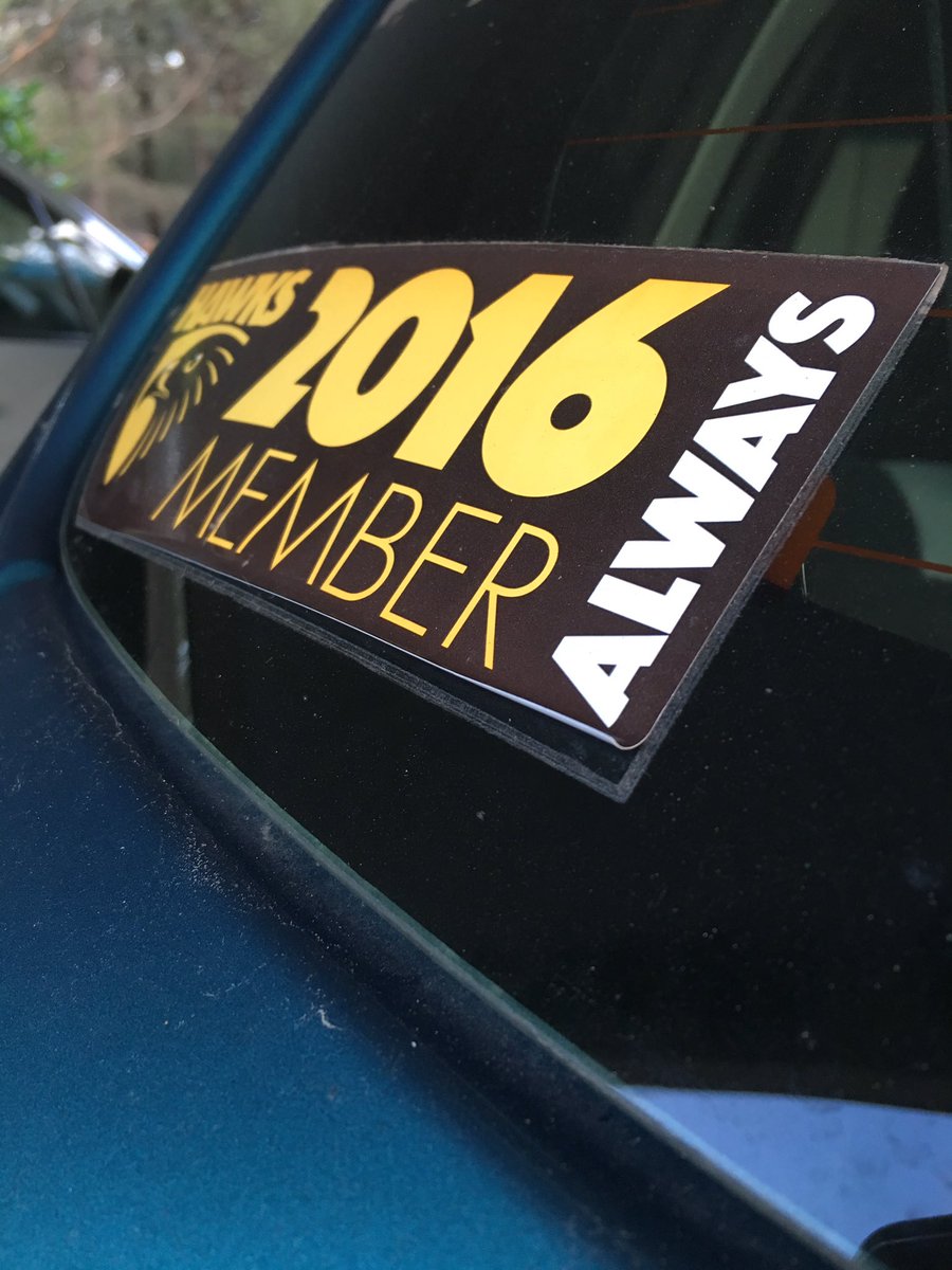 empem24's tweet photo. This years @HawthornFC membership and three-peat sticker are already starting to peel off my car 😔 @HawksMembership https://t.co/bNH3jdi5xH