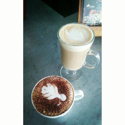 Starting the day practicing #latteart in #Sheffield...come and have a coffee with us, we're open in 10! #coffee -JC