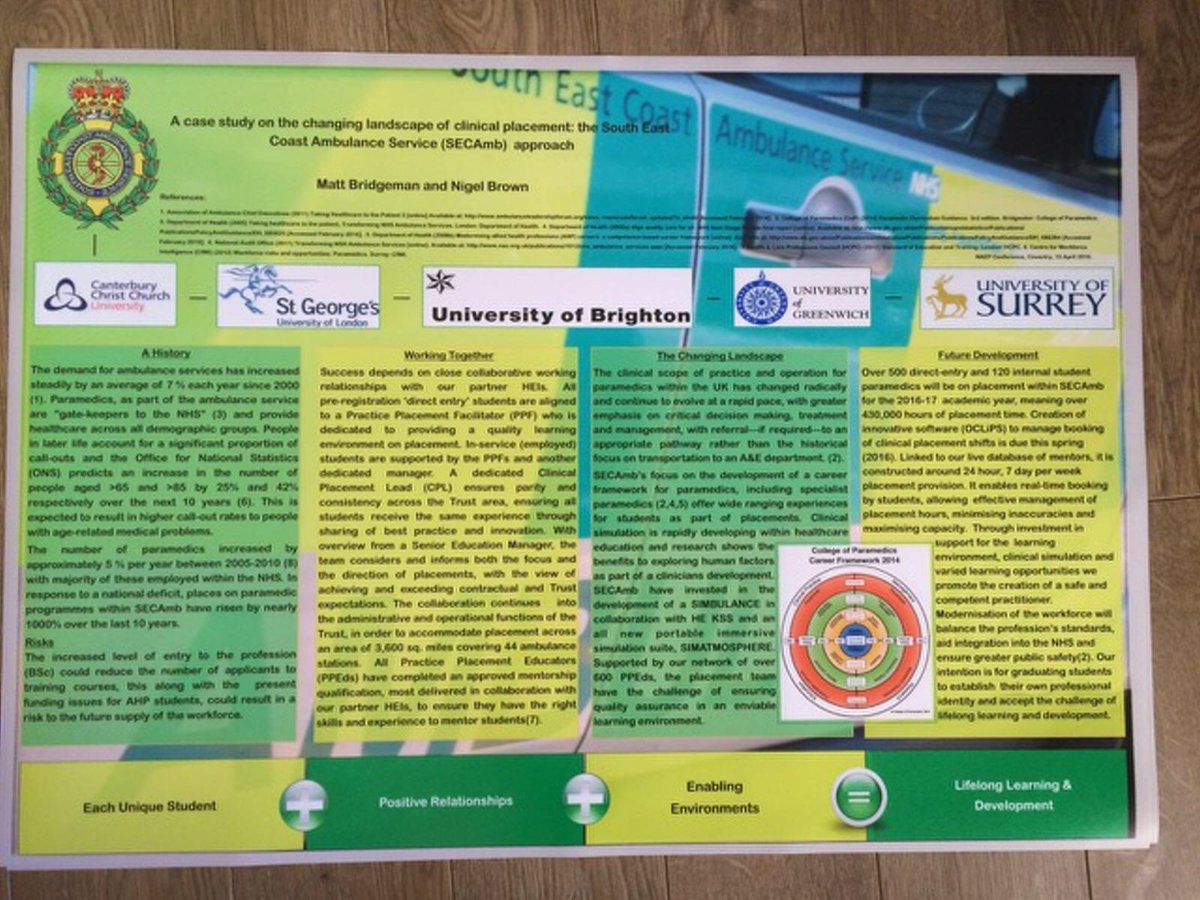 Our poster ready for <a href="/NAEPUK/">NAEP-UK</a> conference this morning. <a href="/SECAmb_sim/">SECAmb Simulation</a> <a href="/SECAmbstaff/">SECAmb Staff</a>