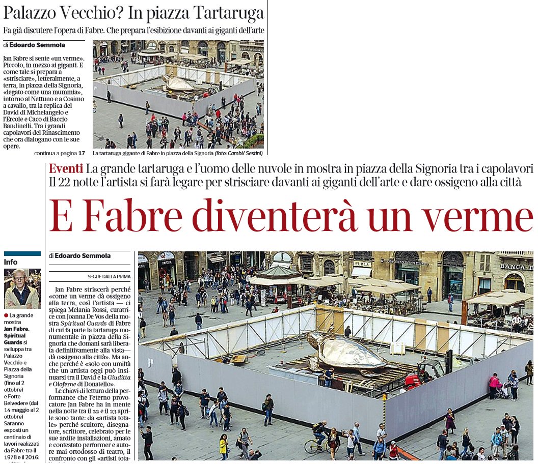 oltre la tartaruga, il verme <a href="/AngelosJanFabre/">Jan Fabre</a> #SpiritualGuards <a href="/comunefi/">Comune di Firenze</a> <a href="/musefirenze/">MUS.E | Musei Eventi Firenze</a> <a href="/DarioNardella/">Dario Nardella</a> <a href="/TommasoSacchi/">Tommaso Sacchi</a>