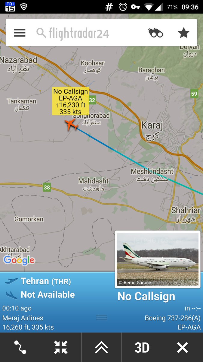 CivMilAir's tweet photo. Departed Mehrabad, #Iran 🇮🇷
Islamic Republic of Iran - Meraj Airlines
B732 #EPAGA
https://t.co/mXjxIvAO9i https://t.co/HIaU6yoyts