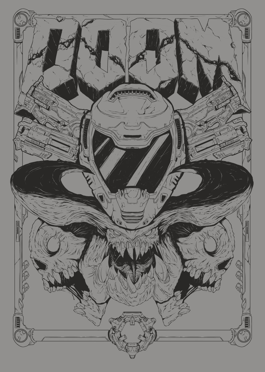 icybomb_'s tweet photo. that @DOOM Beta got me all pumped and motivated to finally color and finish this piece. #FightLikeHell #DrawLikeHell https://t.co/JqDSQFyML7