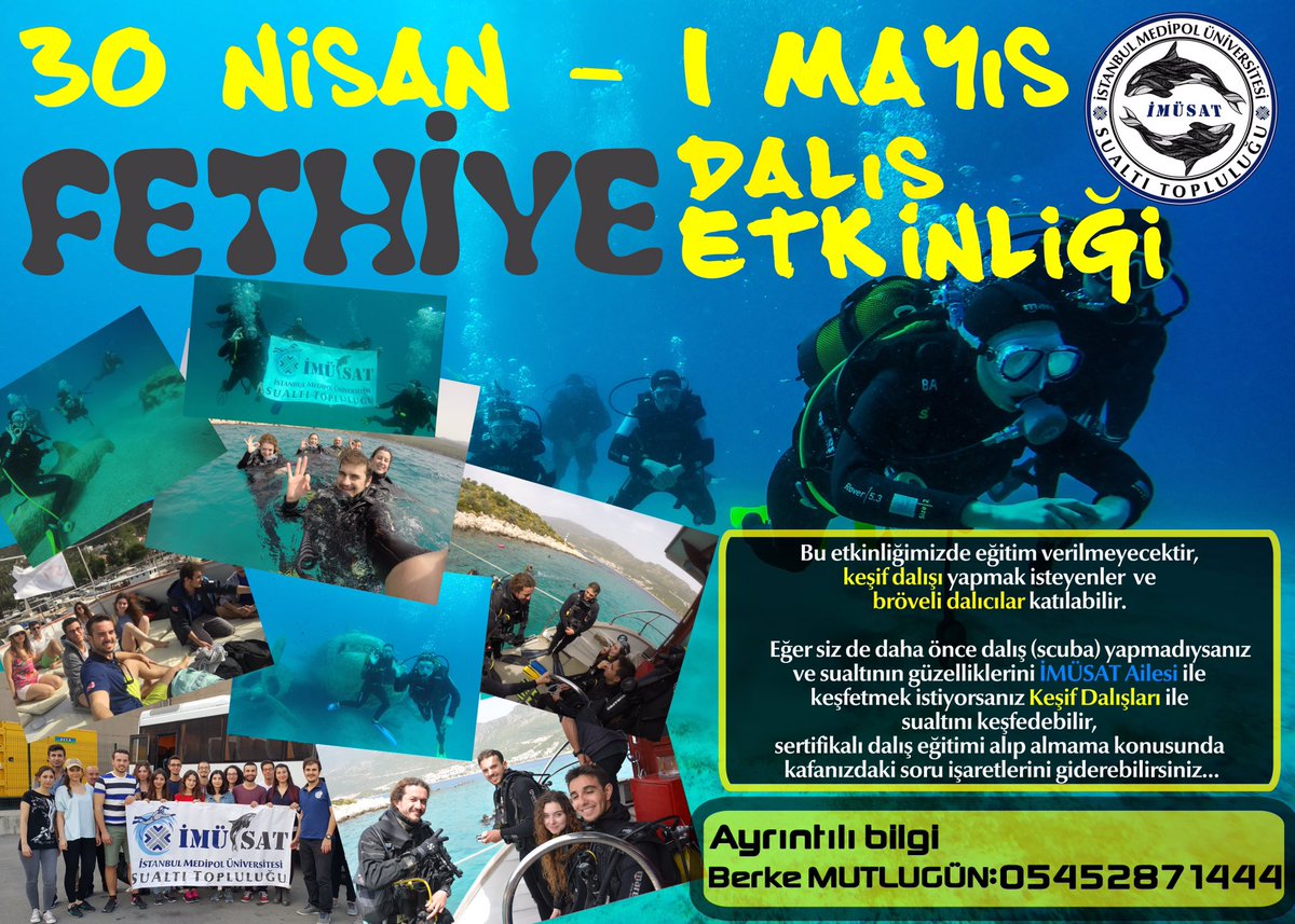 30 NİSAN – 1 MAYIS FETHİYE Dalış Etkinliği ;