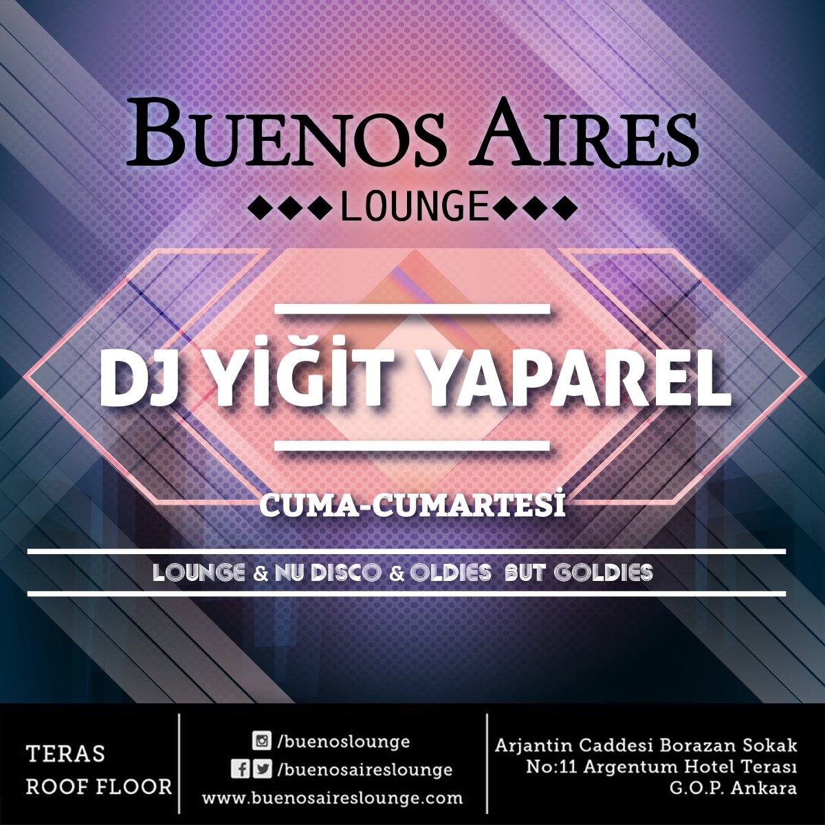 Dj Yiğit Yaparel Cuma-Cumartesi akşamları sizlerle olmaya devam ediyor. #buenosaireslounge #arjantincaddesi #dj