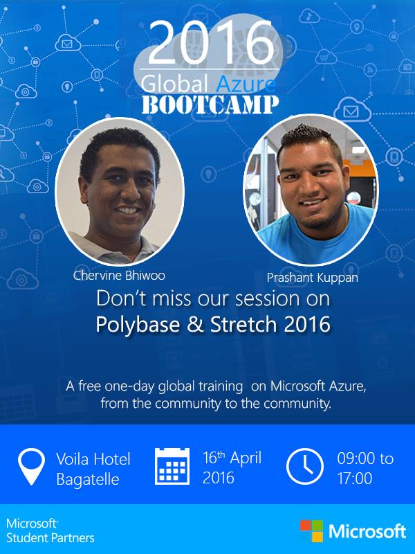 mspmauritius's tweet image. Join us to know more about Polybase and Stretch 2016 with Chervine and Prashant 

#GlobalAure #Polybase #D-1