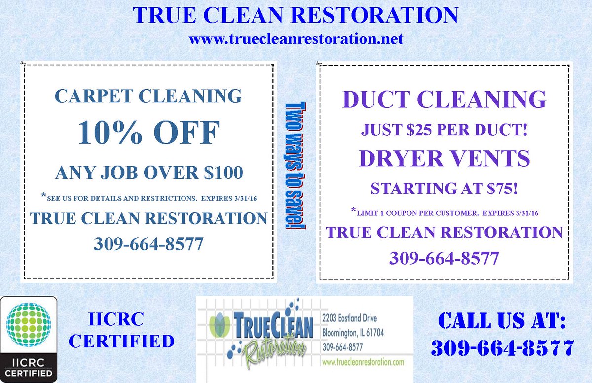 TrueCleanIL's tweet image. #carpet cleaning, #duct cleaning, #coupon.
