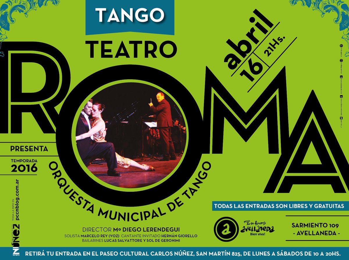 gestion_a's tweet image. Mañana en el Roma se presenta la Orquesta Municipal de Tango.