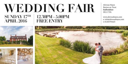 We're going to be at the Alrewas Hayes #Wedding Fair. Come by and visit at this great event! bit.ly/1SO4SQY