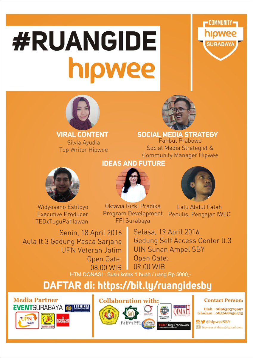 hipwee's tweet photo. #Ruangide edisi Surabaya, Tanggal 18-19 April 2016. Daftarkan diri kamu melalui: https://t.co/DMOd14jalU https://t.co/CnEwTZqoAO