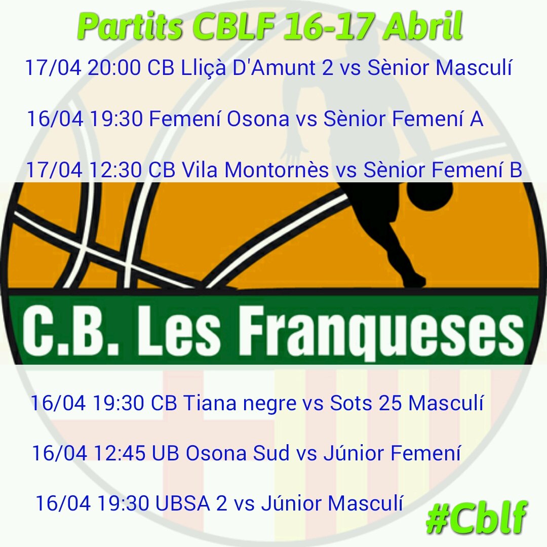 Sort! <a href="/cbllicadamunt/">C.B. Lliçà d'Amunt</a> <a href="/ub_osonasud/">UB Osona Sud</a> <a href="/cbtiana/">C.B. Tiana</a> <a href="/femeniosona/">Femení Osona</a> <a href="/cbvilamontornes/">CB Vila de Montornès</a> @UBSAoficial