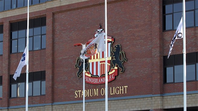 SunderlandAFC's tweet photo. Flags at half-mast to mark 27th anniversary of the Hillsborough stadium disaster - https://t.co/XnhnPHLyTt https://t.co/GT8D4kKQxM