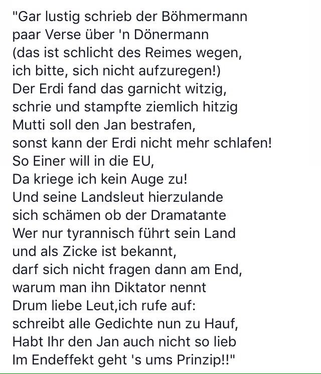 journaluca's tweet photo. Kreativ, die Deutschen. Kommentar bei @merkur_de gefunden. #schmähgedicht #böhmermann #erdogan #umdiewettedichten https://t.co/5HqW6VBd36