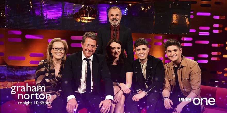 BBCOne's tweet photo. Join Meryl Streep, Hugh Grant, #LineofDuty’s @Misskeeleyhawes and Eurovision's @JoeandJakemusic on @TheGNShow. https://t.co/pLAPDgjVhV