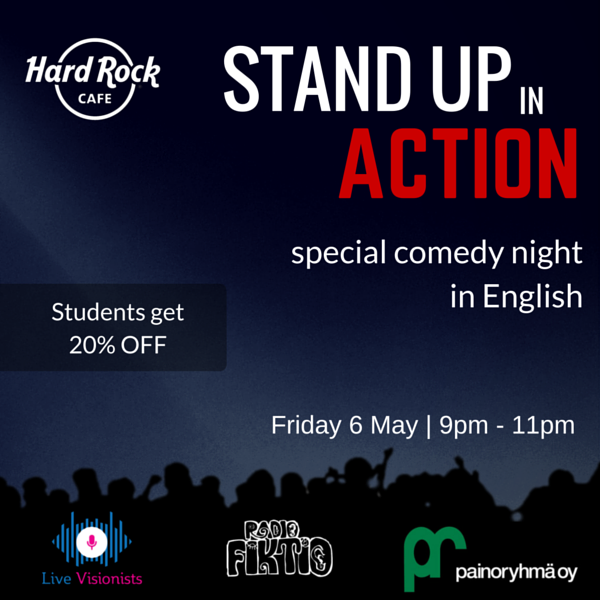 LiveVisionists's tweet photo. #Helsinki Friday 6th May @HardRock! EARLY BIRD tickets on sale now! #standupfi16 #comedy https://t.co/n981E1Ojgj https://t.co/xCJu5M9TWF