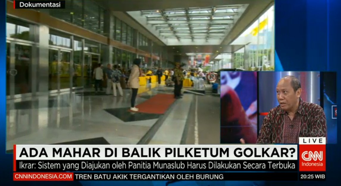 CNN Indonesia Daily (@cnniddaily) on Twitter photo .<a href="/IkrarNusaBhakti/">Ikrar Nusa Bhakti</a>: Sistem yang diajukan oleh panitia Munaslub harus dilakukan secara terbuka. #PrimeNews .<a href="/IkrarNusaBhakti/">Ikrar Nusa Bhakti</a>: Sistem yang diajukan oleh panitia Munaslub harus dilakukan secara terbuka. #PrimeNews