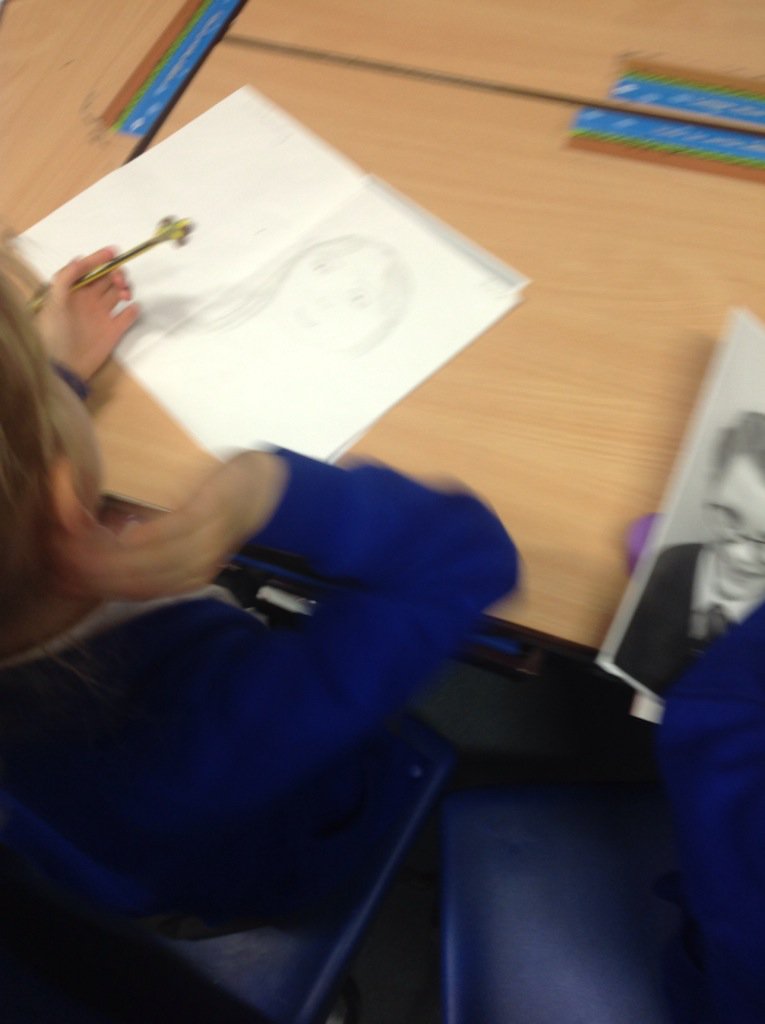 MissSextonclass's tweet photo. We're really enjoying completing self portraits in the style of Lowry. #lowry #art https://t.co/izfAYEzD0u
