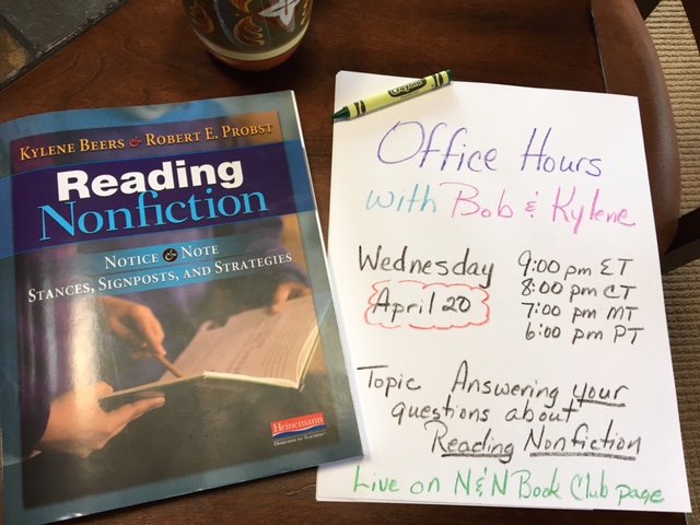 KyleneBeers's tweet photo. Hosting LIVE FB event on the Notice and Note Book Club page: Wed., April 20, 9 pm ET. #rdngnf https://t.co/uHhH2lcnKb