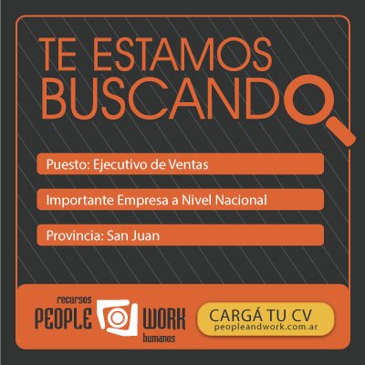 BÚSQUEDA LABORAL en San Juan! Ingresá a bit.ly/22zmPIq y postulate!
