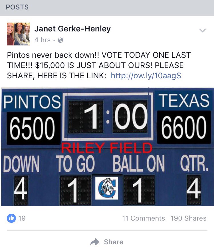 howeisd's tweet photo. Don't let a Missouri school win!! Vote Now! Today is the last day! Let's go Bulldogs!! https://t.co/lT8KbJcXS5 https://t.co/s1W9s1nf3S