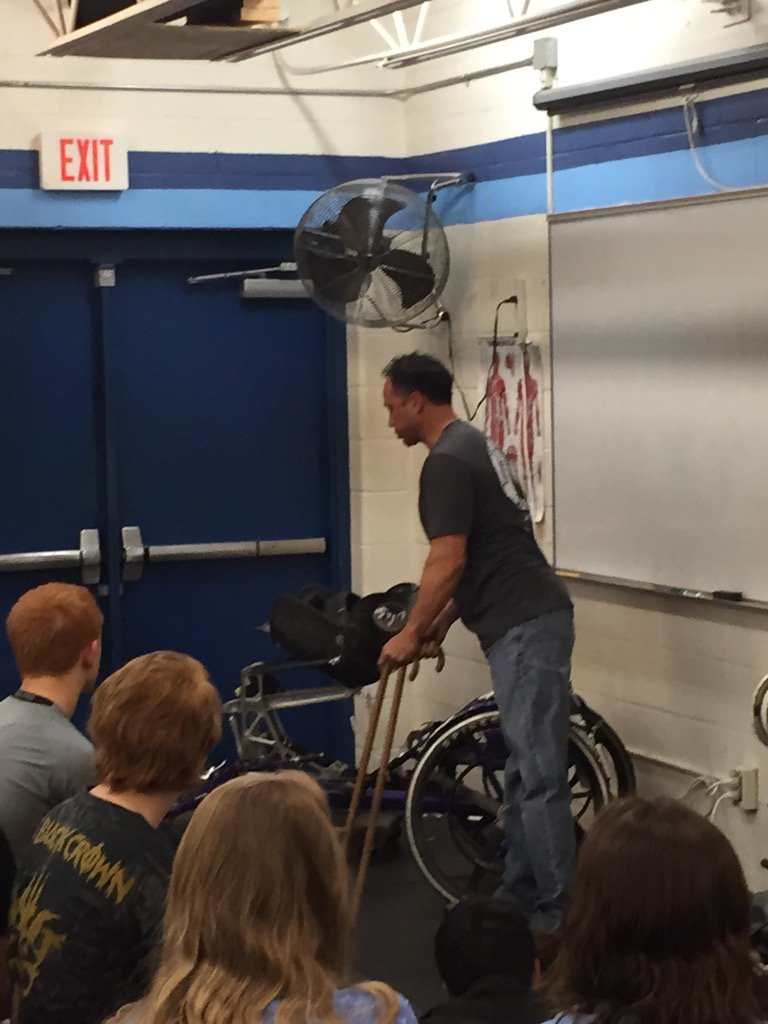 Author_CoachF's tweet photo. Double amputee Scott Seis talks at Fired Up Friday. Scott is a major Triathlete. #InspirationFromOthers https://t.co/HJZiK5sWJ2