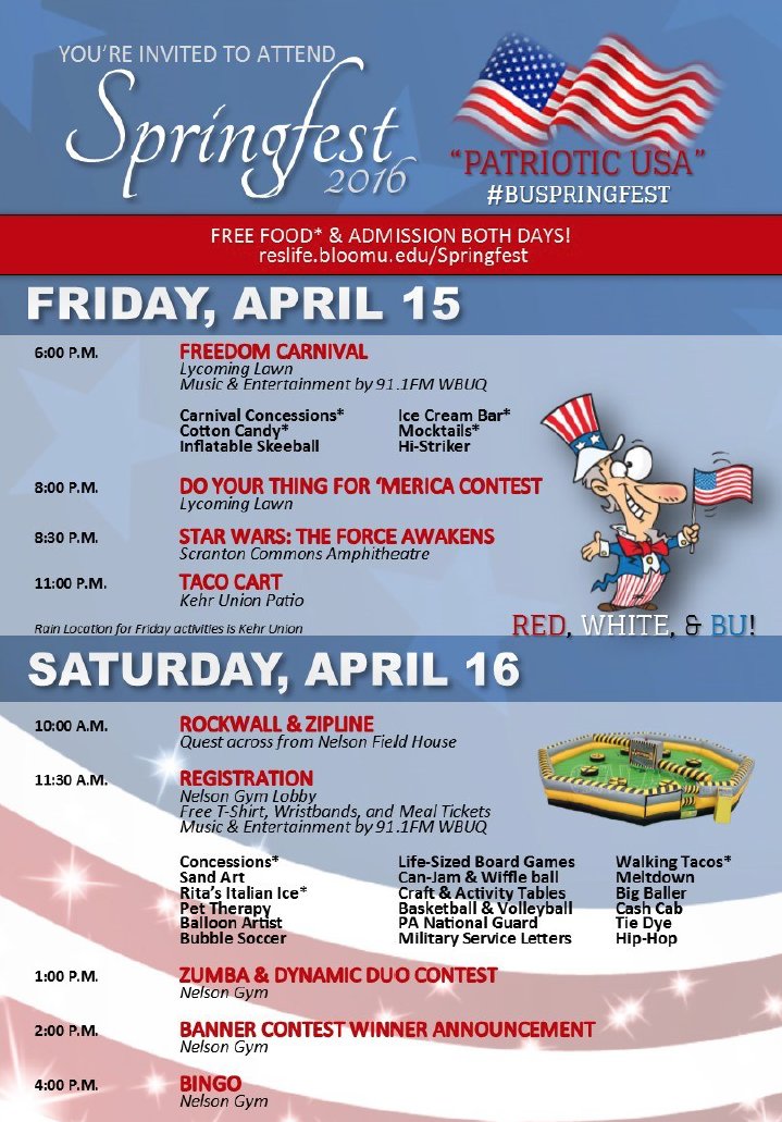 BloomsburgU's tweet photo. #HuskyLife MT @BloomU_CLE ENGAGE in #BUSpringfest! Carnival games, food, contests and more: https://t.co/mMujAeNPrJ https://t.co/CZCkWosTI5