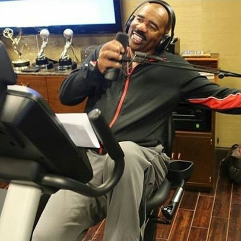 JOATSports's tweet photo. Steve Harvey's doing a #charityride riding this @nordictrack bike every 4 hours while he does his morning radio show https://t.co/jWPr9ChFWa