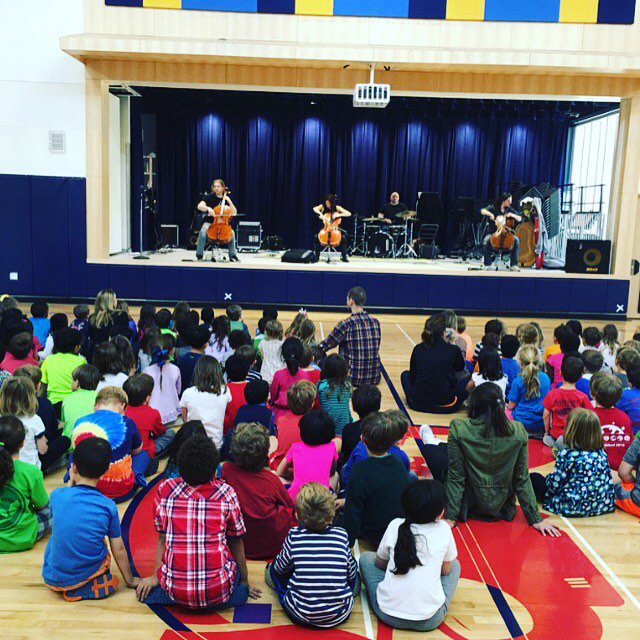 CelloFury's tweet image. We rocked out for kids in #ArlingtonVA today.  Thanks @DiscoveryAPS for the pic!  #cellofury #musicoutreach #rock