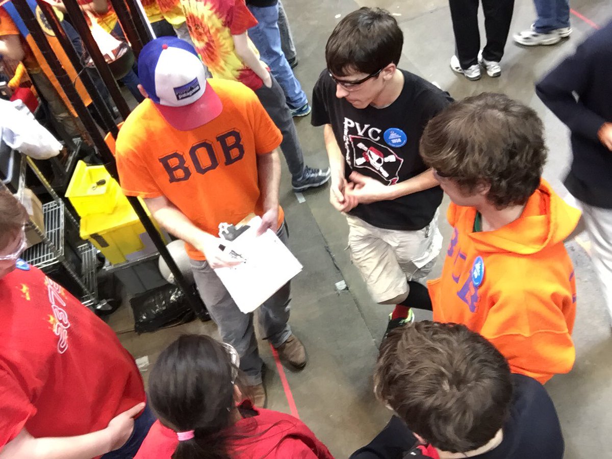 Strategizing w/ our next alliance for match 88 <a href="/frcteam1058/">PVC Pirates</a> <a href="/FRC319/">Big Bad Bob</a> #omgrobots (<a href="/UTC/">United Technologies</a> selfie stick shot📸) #unitedtech