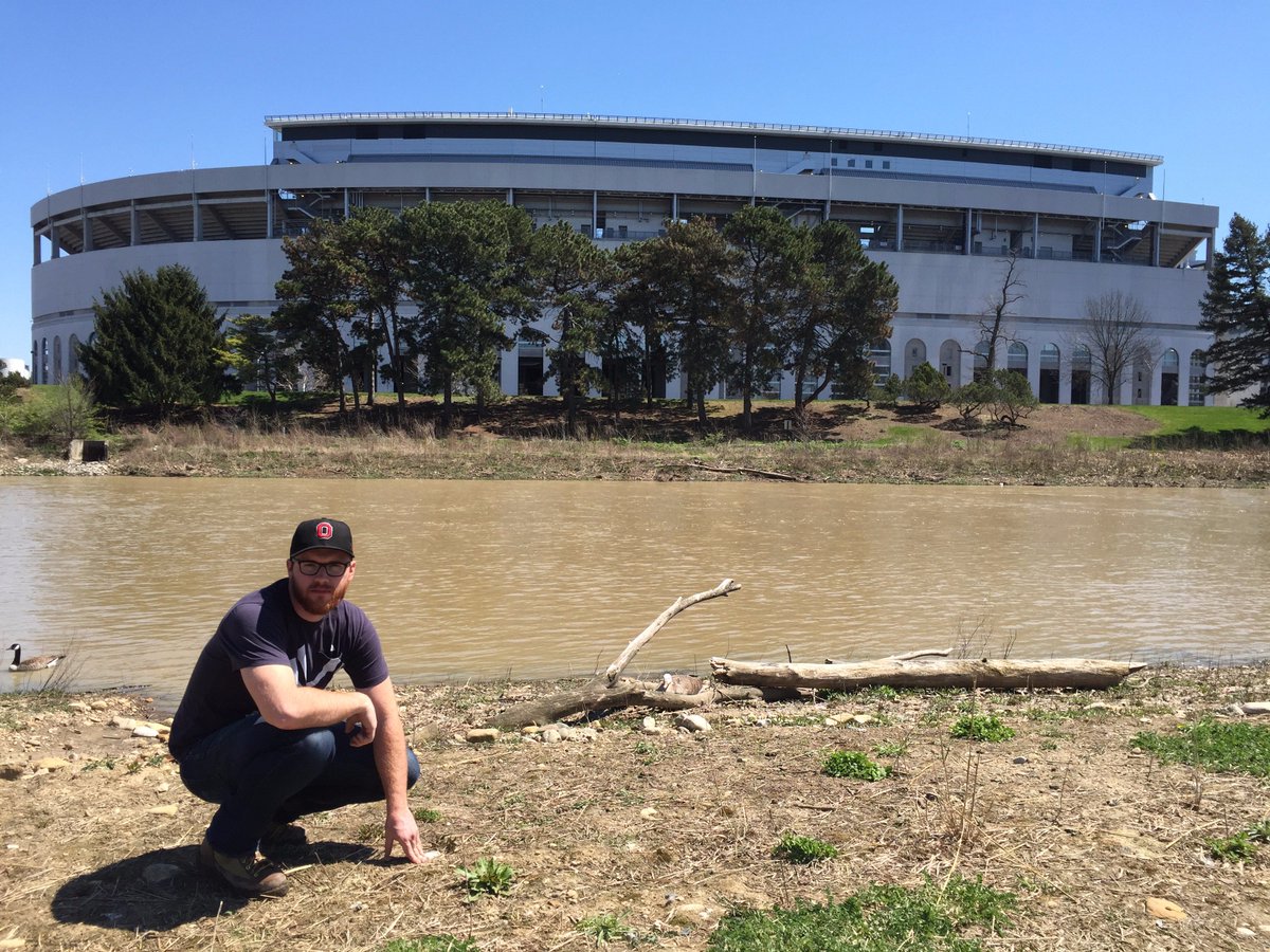 MusselDS's tweet image. #animalosu Look close for the snow goose/Canada goose hybrid. Mighty Olentangy and the shoe in background @STRIVElab