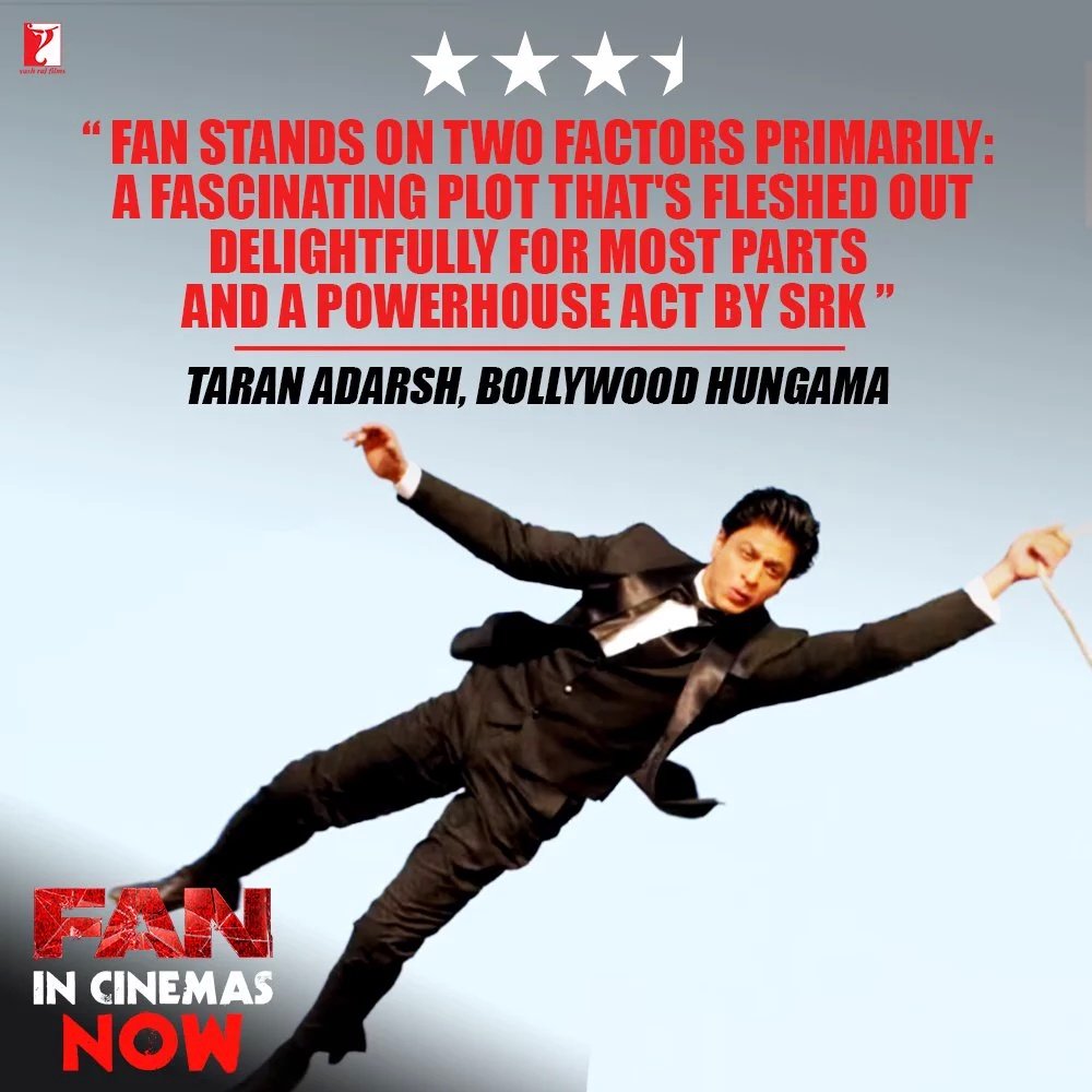 iamvbhadauriya's tweet photo. Overwhelmed with such JABRA words! @FanTheFilm @yrf @iamsrk #FANDay #FANToday https://t.co/0oSFDpsIc3