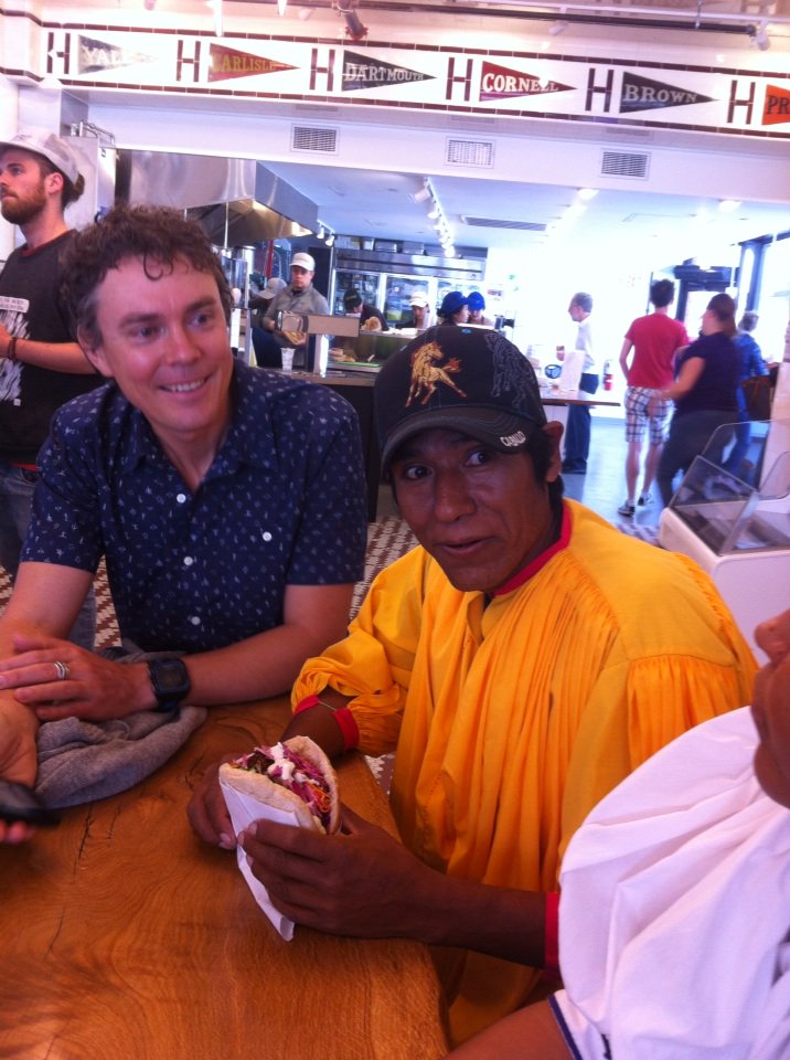 Bizarre reunion: <a href="/ScottJurek/">Scott Jurek</a> and Arnulfo, champ racers from Born to Run, at lunch with me in Harvard Square