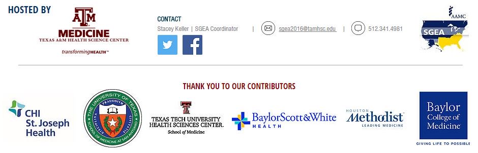 SGEA2016's tweet photo. Thank you SGEA 2016 contributors we app. your support!   #meded, #aamcsouth https://t.co/4xkSFUEAjw