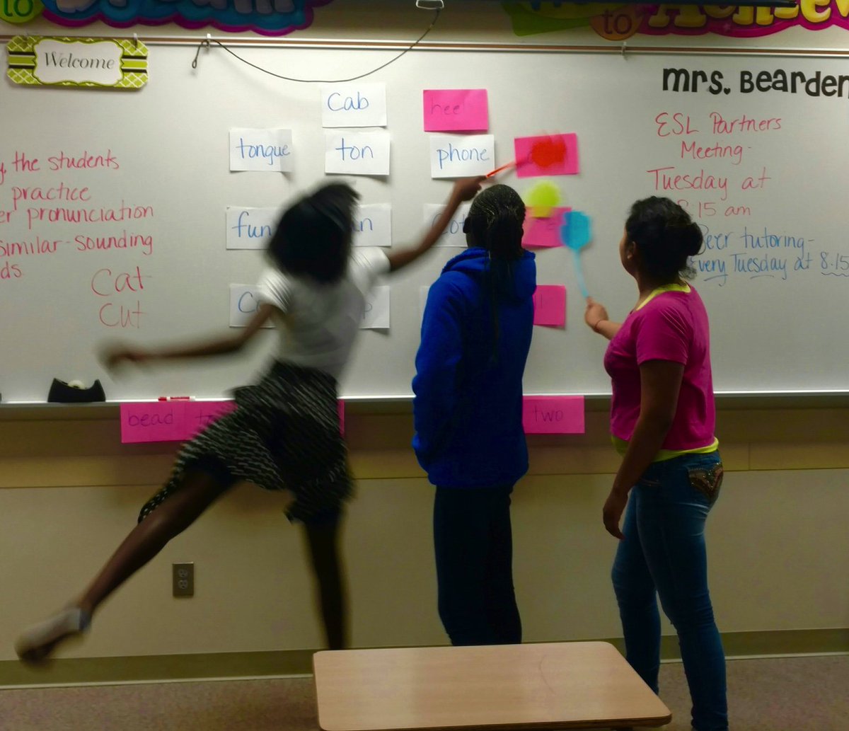 RHS ESL students are competitive!  We practiced our listening skills today - was that  crab or crib? #jacketslearn
