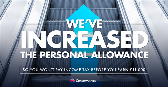 Wisbechtories's tweet photo. We've increased the personal allowance so you won't pay income tax before you earn £11,000 https://t.co/JuNArv8RWx https://t.co/ZL6nHBXyHK