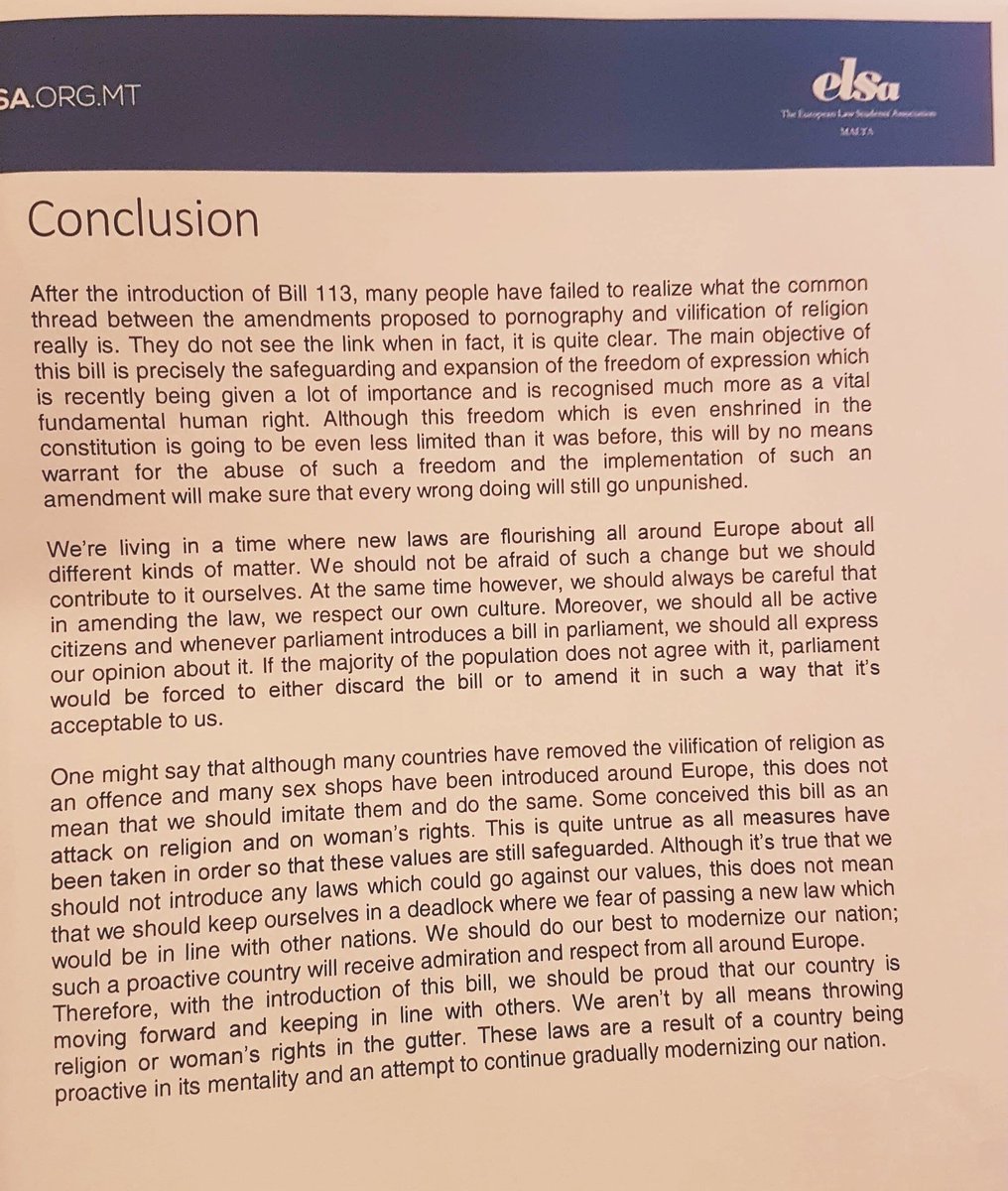 OwenBonnici's tweet photo. Law students: anticensorship Bill is a result of a country being proactive in its mentality +gradually modernizing. https://t.co/b65kNSOm9m