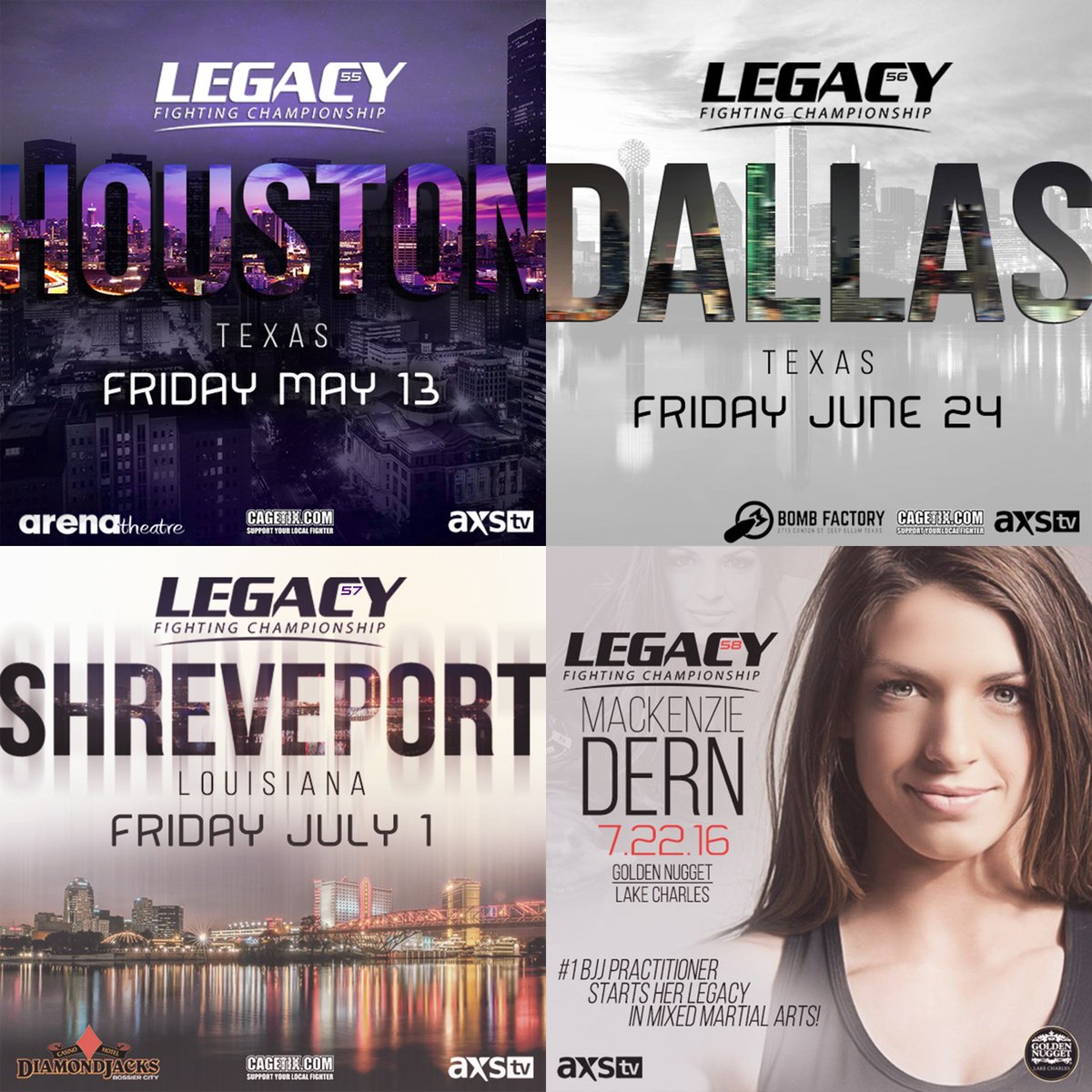 legacyfighting's tweet photo. We're moving some events around as we add #Dallas to our schedule. Friday June 24th #Legacy56 LIVE on @AXSTV https://t.co/qp5zqXeOic