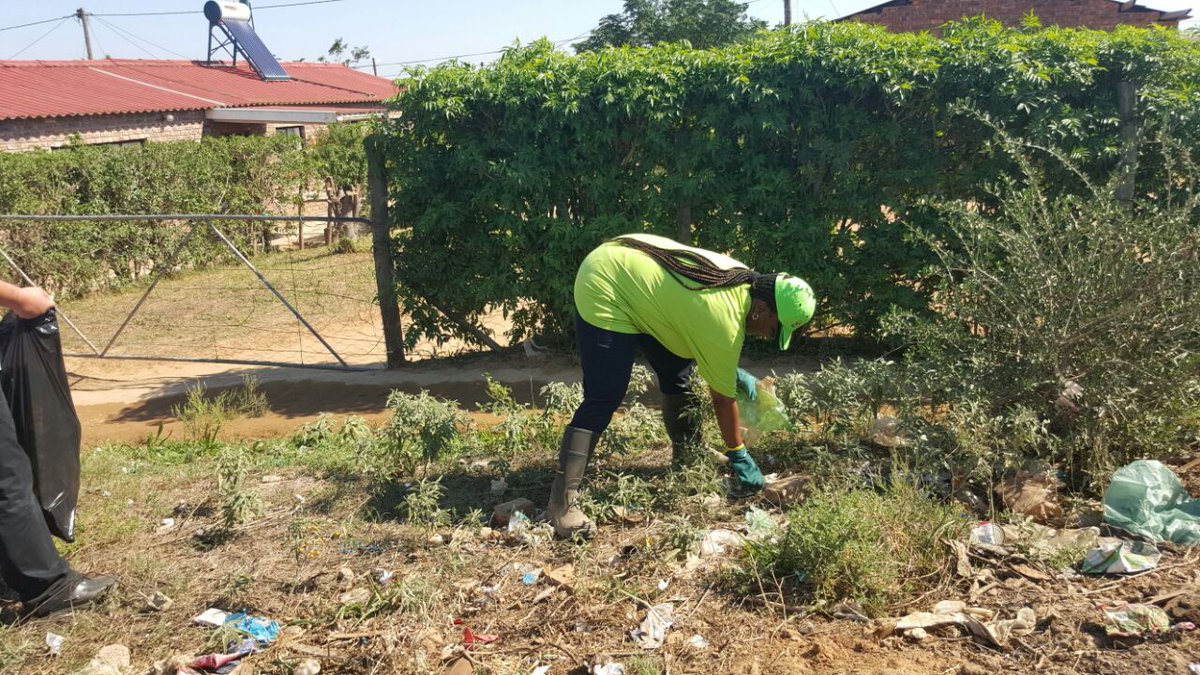 Energy_ZA's tweet photo. Happy birthday #DM Ambassador Thembisile Majola, #cleaningoperation in Valencia , Sundays River Valley Municipality. https://t.co/SFzeGWXQWO