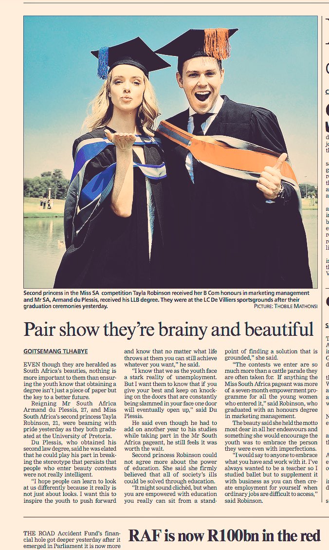 ArmandDuPMrSA's tweet photo. VERY grateful for all the support @TaylaSkyeSA and I received on our graduation yesterday. Thank You @PretoriaNews. https://t.co/Fmy1Ws2vHb