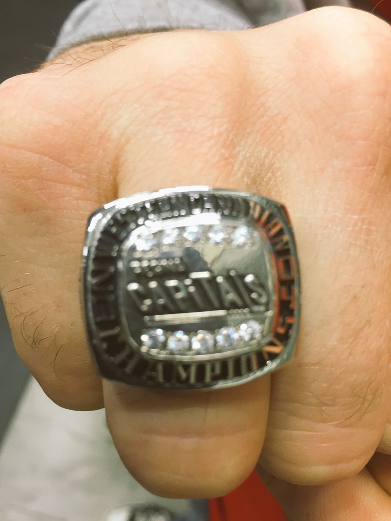 ReginaCapitals's tweet photo. @KeystoneCup2016 Chanpionship ring from 2003-2004 worn by alumni @RyanBahnie who is volunteering this weekend https://t.co/uukpTtdmjS