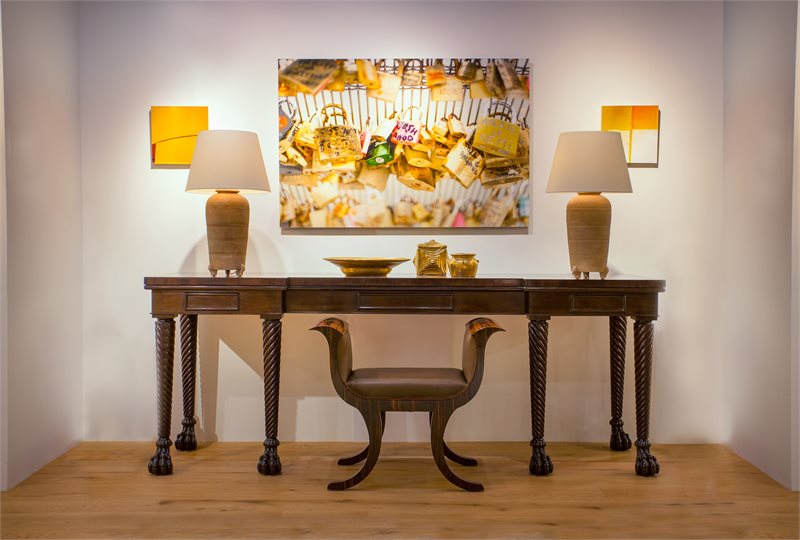 Warm golden hues featuring Tess Atkinson photography & @RoseTarlow furniture. #showroomspotlight #bostonart #design