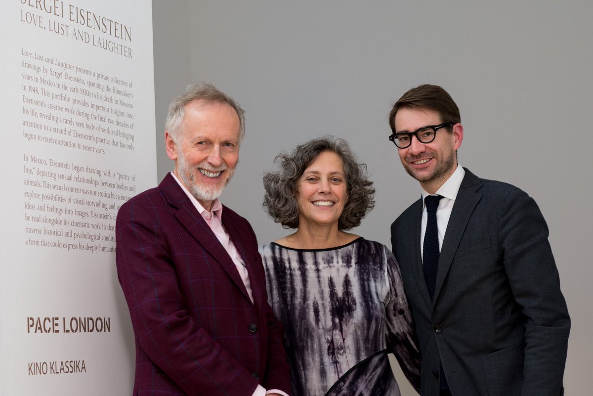 KinoKlassika's tweet photo. KK Trustee #IanChristie with Prof #JoanNeuberger and #MatthewStephenson at #Eisenstein private view @PaceGallery https://t.co/sFQr0V3iSj