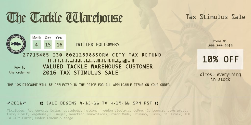 Tackle Warehouse On Twitter Our Annual Tax Stimulus Sale Is Now Live Twsale Fishing Taxrefund Shop Https T Co Wmxmoe6x9b Https T Co 8quztx7cqh