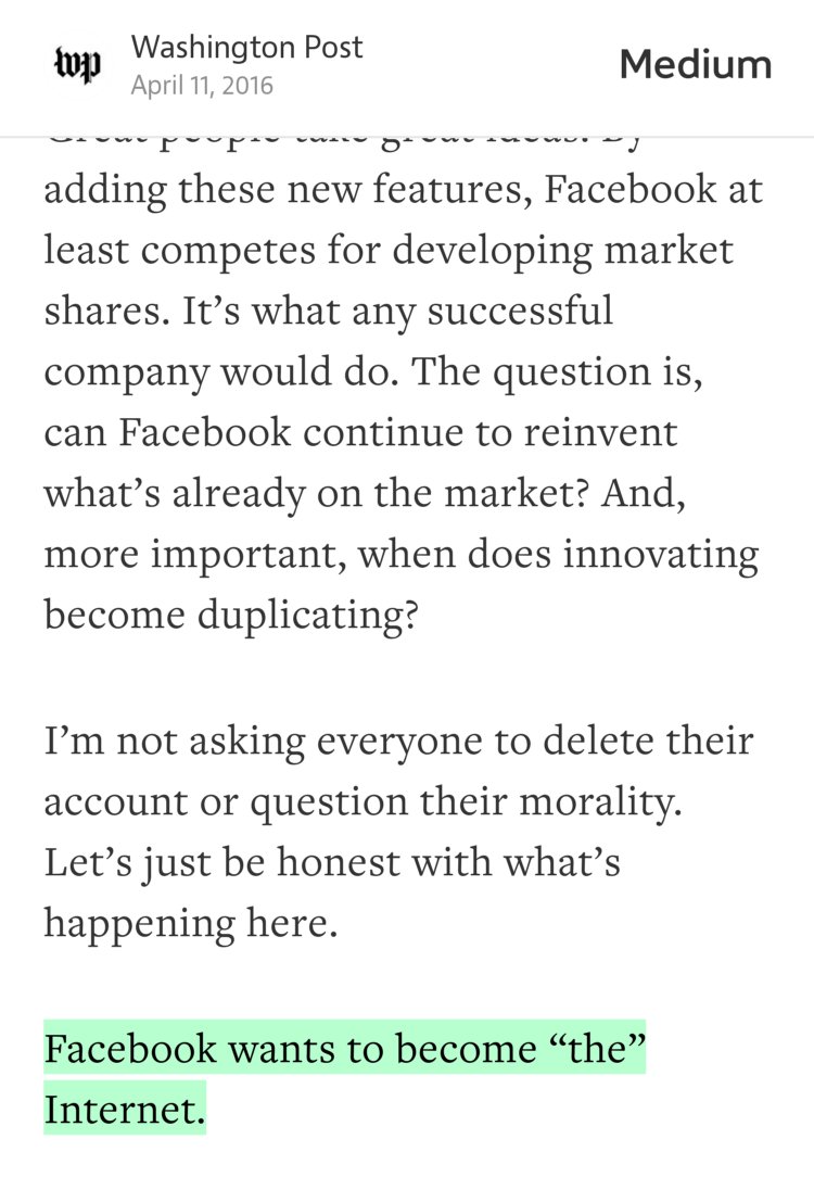 ben_mall's tweet photo. “Facebook wants to become ‘the’ Internet.” https://t.co/urdmYSaEtI https://t.co/MDD00fPmqt