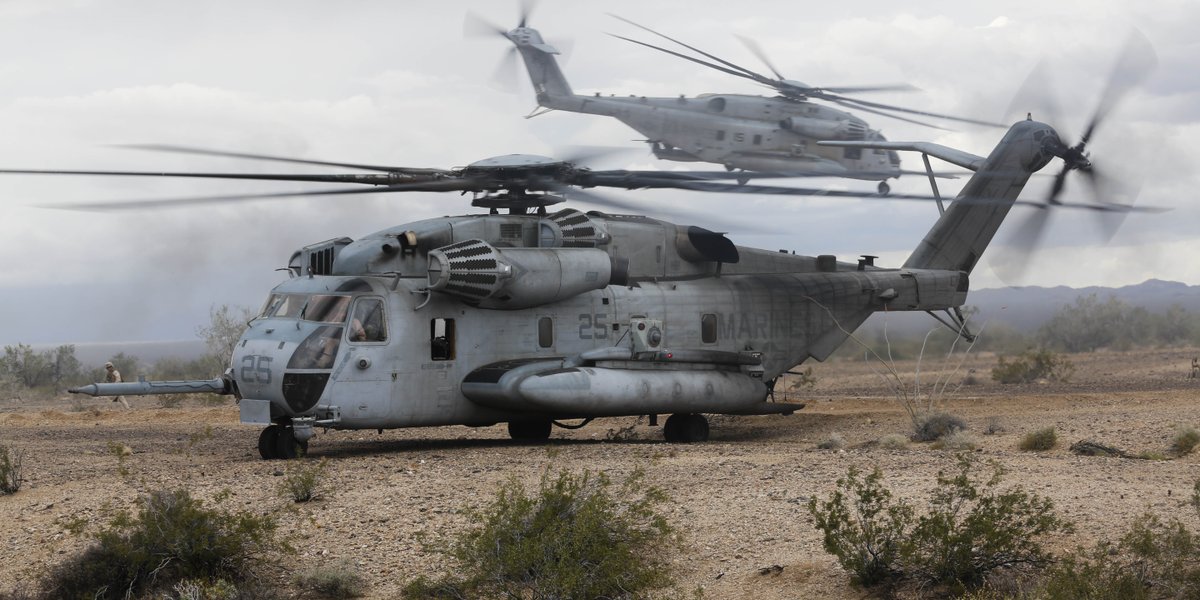 USMC's tweet photo. Stallion Ride

Marines land CH-53s at Blue Mountain Airfields in California during advanced tactical training. https://t.co/AxYedx55cZ