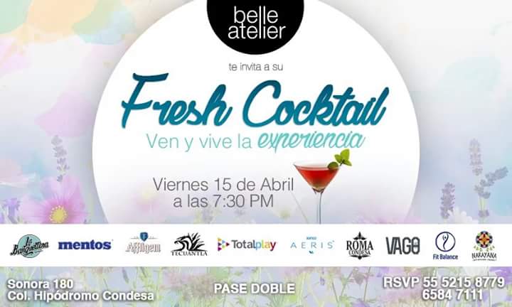 RomaCondesa's tweet photo. Ya estamos listos hoy para el #FreshCocktail de @belleateliermx ¿Ya fueron por sus descuentos? https://t.co/LQNGEiYn6D