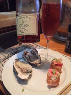 ELCoffeeCo's tweet photo. Boplaas Pinot Noir Brut with oysters and salmon roses, what a night with my lovely wife! @Boplaas1880. #Karoo #SA https://t.co/plUse5XsSp